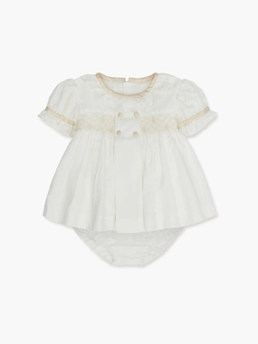 Casual Formal Shoes Ivory Santina Smock Ceremony Baby Girl Set