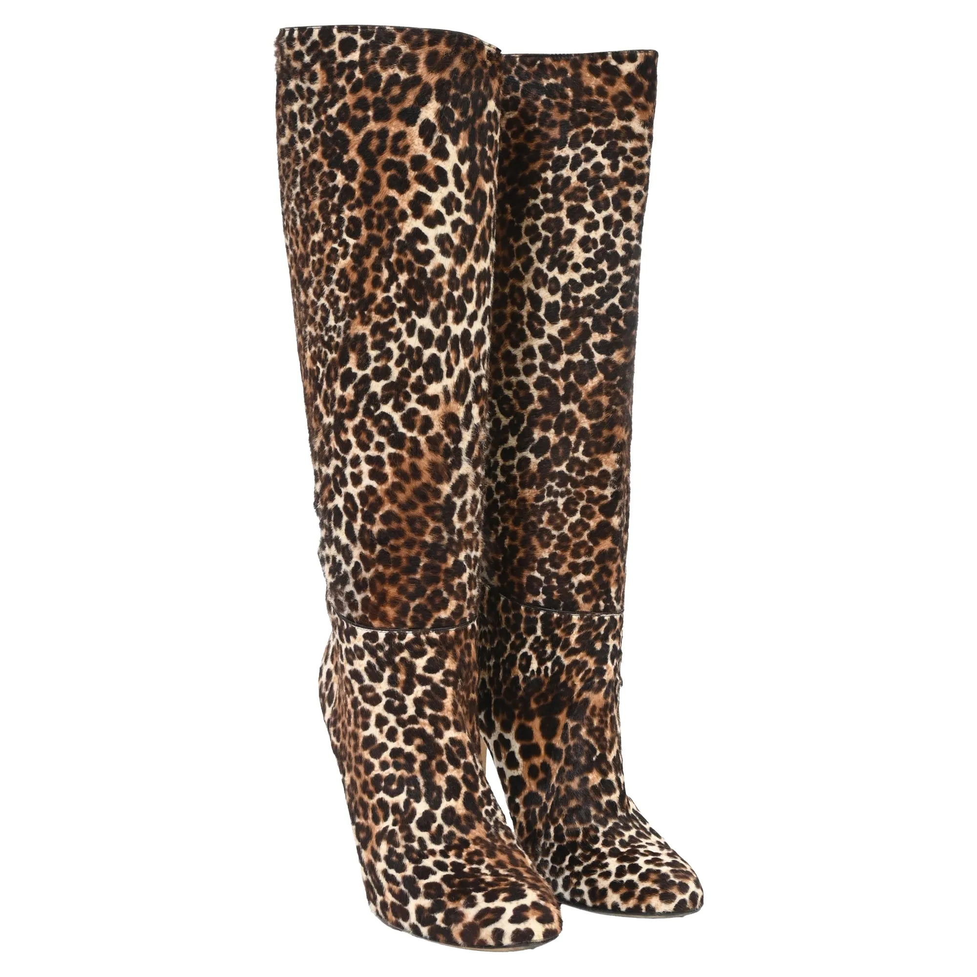 Dr Martens Canvas Boots Jimmy Choo Leopard Print Knee-High Boots in Brown Pony Hair