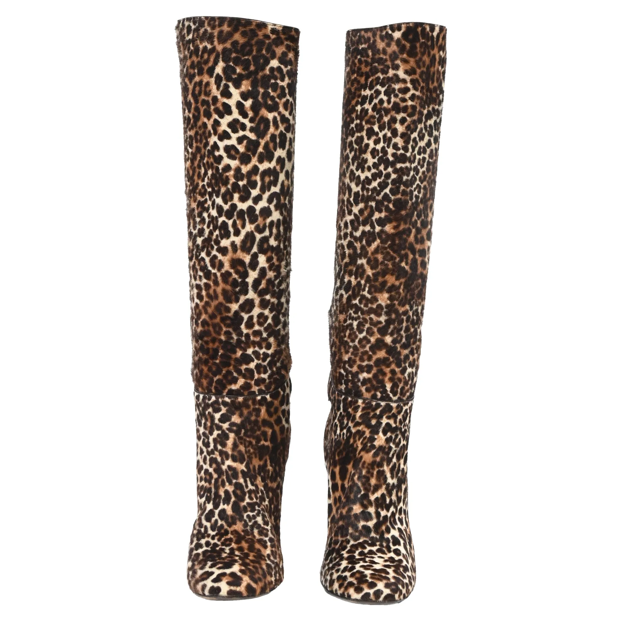 Cowtown Boots Near Me Jimmy Choo Leopard Print Knee-High Boots in Brown Pony Hair