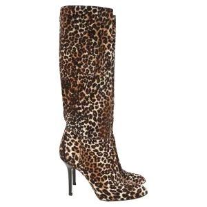 Boots Made In England Jimmy Choo Leopard Print Knee-High Boots in Brown Pony Hair
