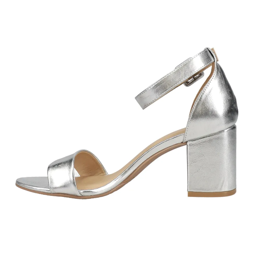 Bakugou Shoes Casual Jody Metallic Block Heel Ankle Strap Sandals