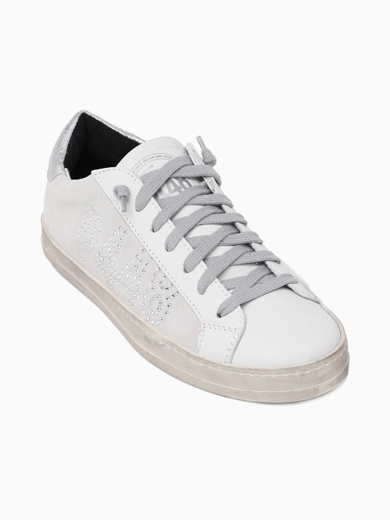 John White Silver leather Casual Shoes Wide Toe Box