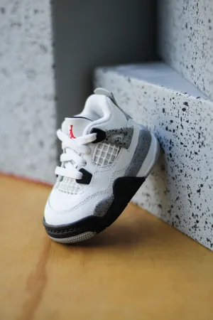 Wide Walking Sneakers JORDAN 4 RETRO (TD) "SUMMIT WHITE/FIRE RED-CEMENT GREY-BLACK"