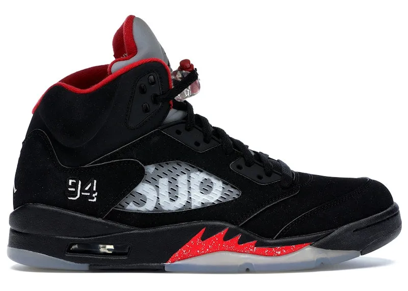 Jordan 5 Retro Supreme Black Paint Sneakers