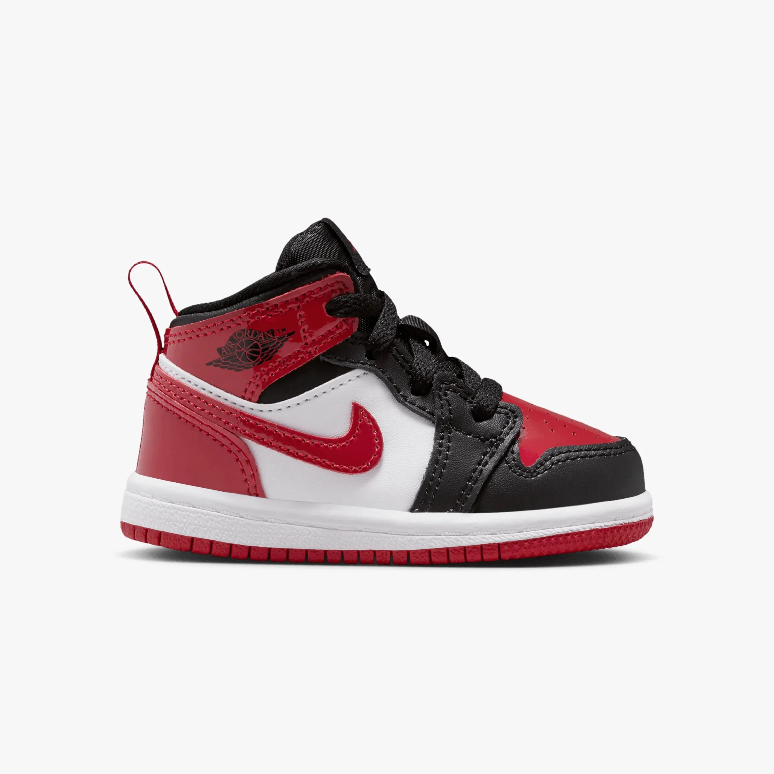 Kid's Jordan 1 Mid SE "Patent Bred Toe" Toddlers Sneakers For Bunions