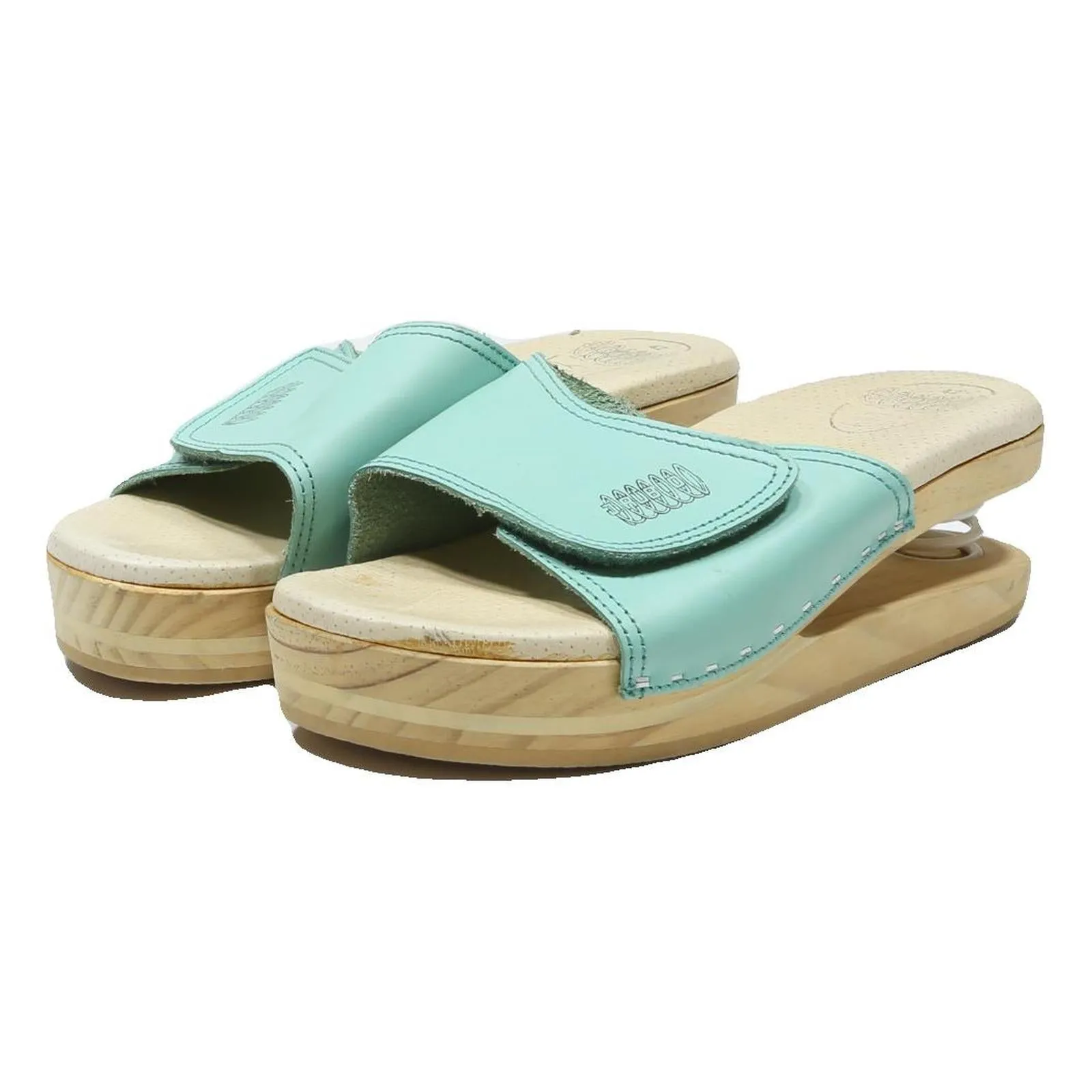 JRUBIO Womens Leather Slider Sandals Blue UK 9 Comfortable Casual Spring Heel Wrap Around Ankle Sandals