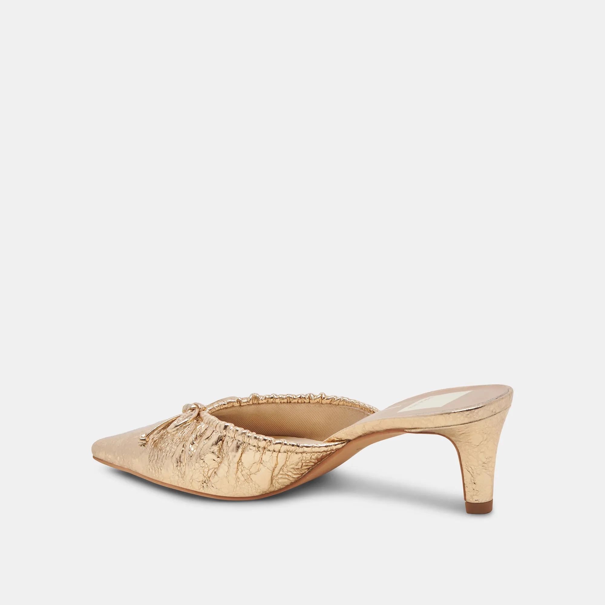 KAIRI MID HEELS GOLD DISTRESSED LEATHER Heeled Knee High Leather Boots