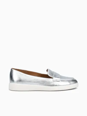 Karis Silver Leather Ballerina Casual Shoes