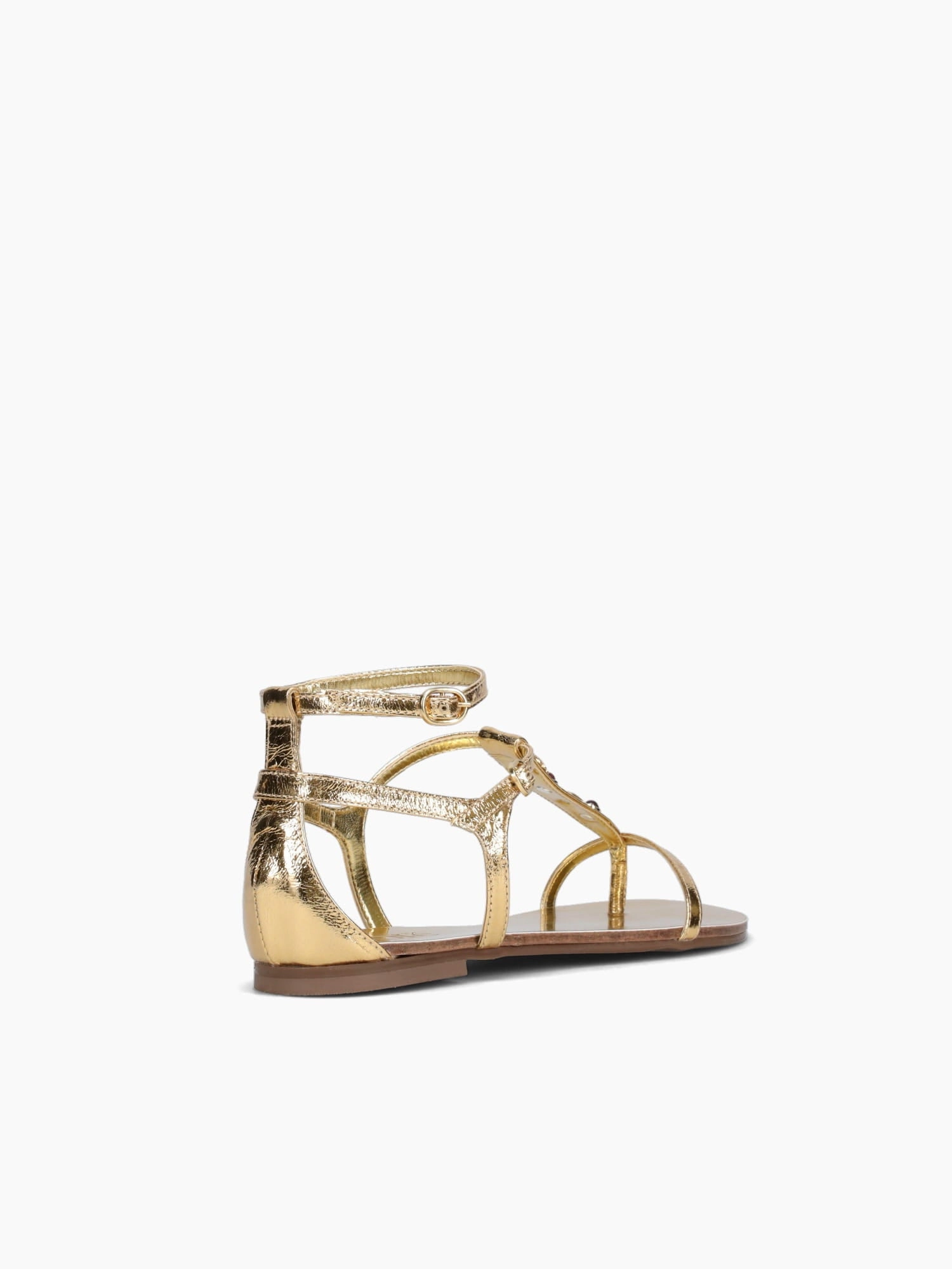 Khenan Gold Metal Bala Open Toe Shoes Business Casual