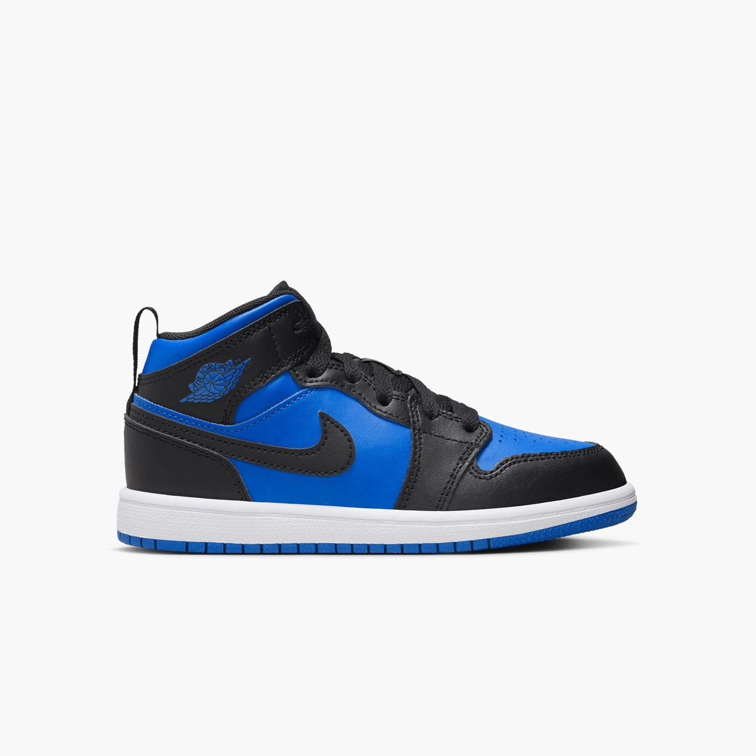 Kid's Air Jordan 1 Mid "Black Royal Blue" Pre School Sneakers For Diabetic Feet