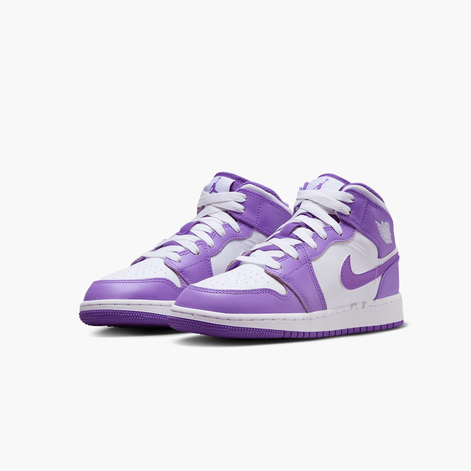 Kid's Air Jordan 1 Mid "Purple Venom" Grade School Wide With Sneakers