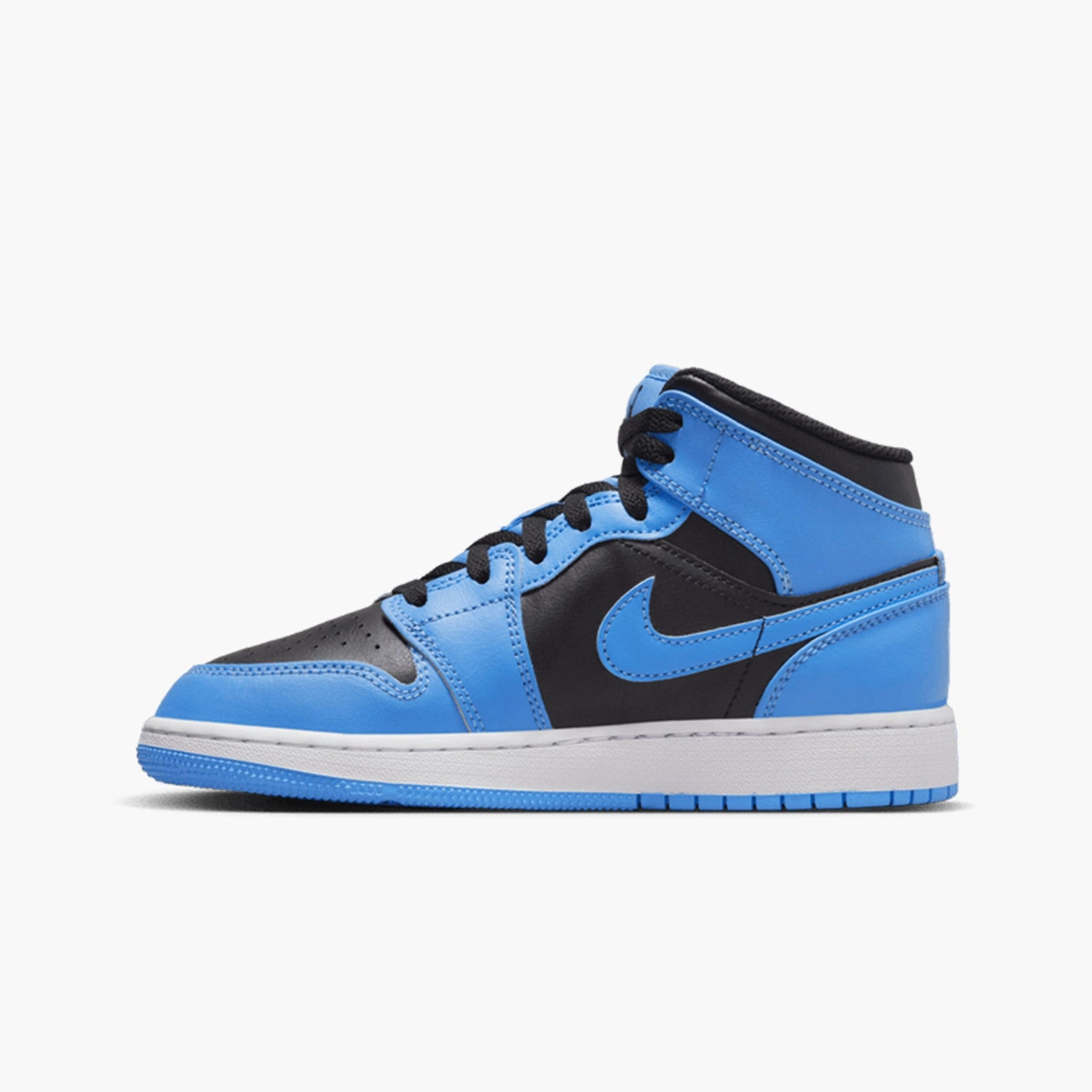 Foot Shaped Sneakers Kid's Air Jordan 1 Mid "University Blue" Grade School