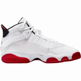 Kid's Jordan 6 Rings Shoes - White / Black / University Red Sneakers With Wedge Heels