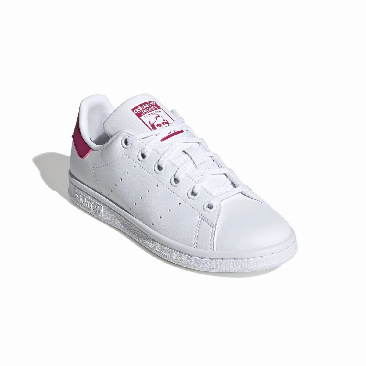 Kid's Stan Smith 'White Bold Pink' Adidas Grey Running Shoes