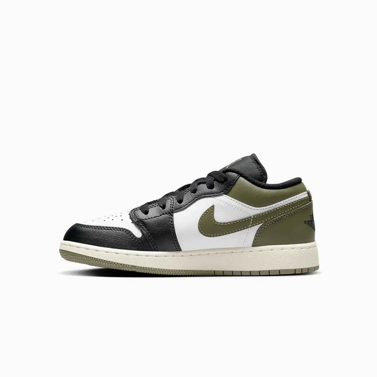 Gs Sneakers Kid's Air Jordan 1 Low "Black Toe Medium Olive" Grade School