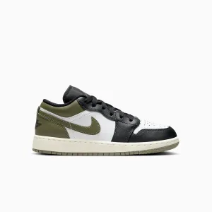 Kid's Air Jordan 1 Low "Black Toe Medium Olive" Grade School Sneakers That Support Arch