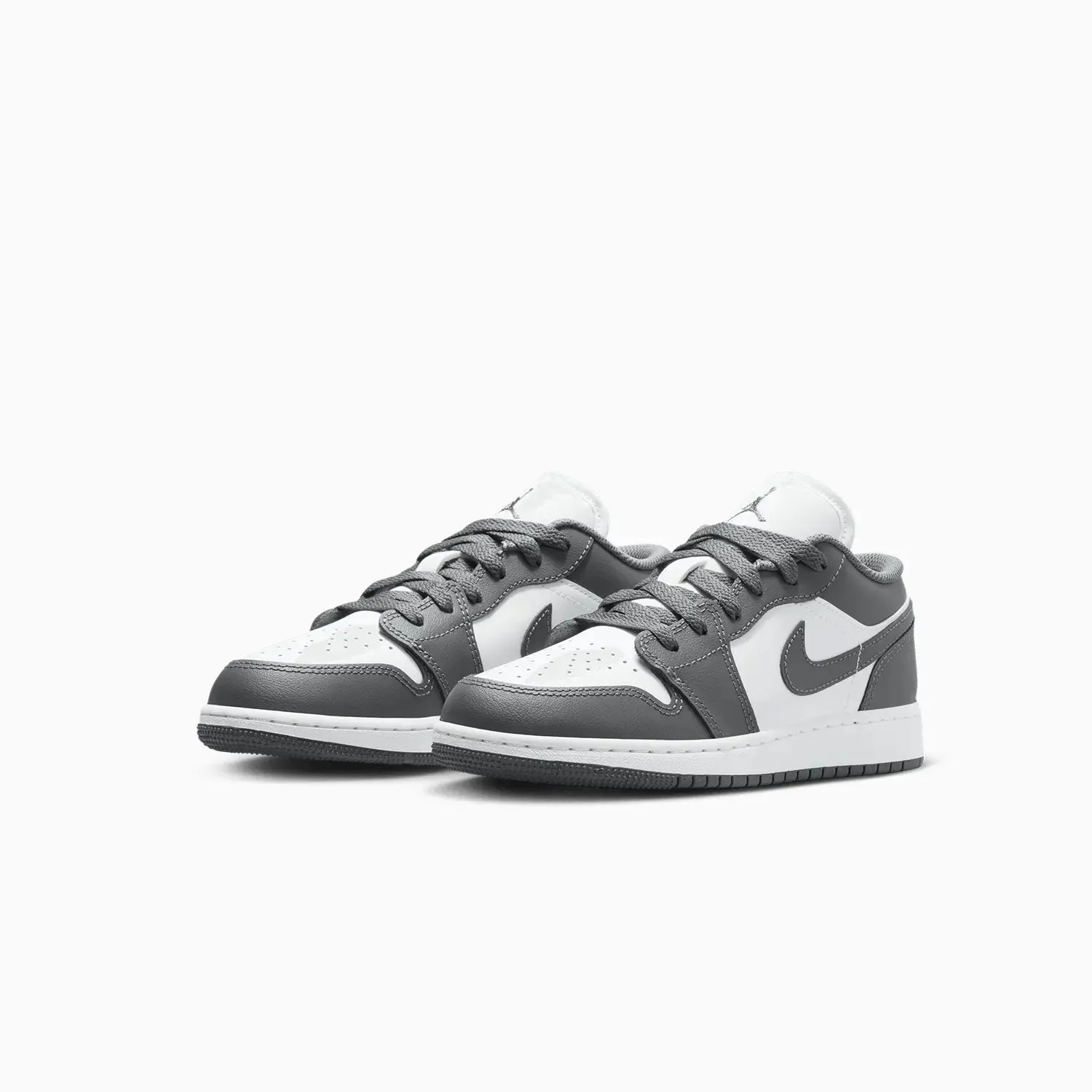 Kid's Air Jordan 1 Low "Grey White" Grade School Balance Walking Sneakers