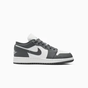 Kid's Air Jordan 1 Low "Grey White" Grade School Ecco Leather Sneakers