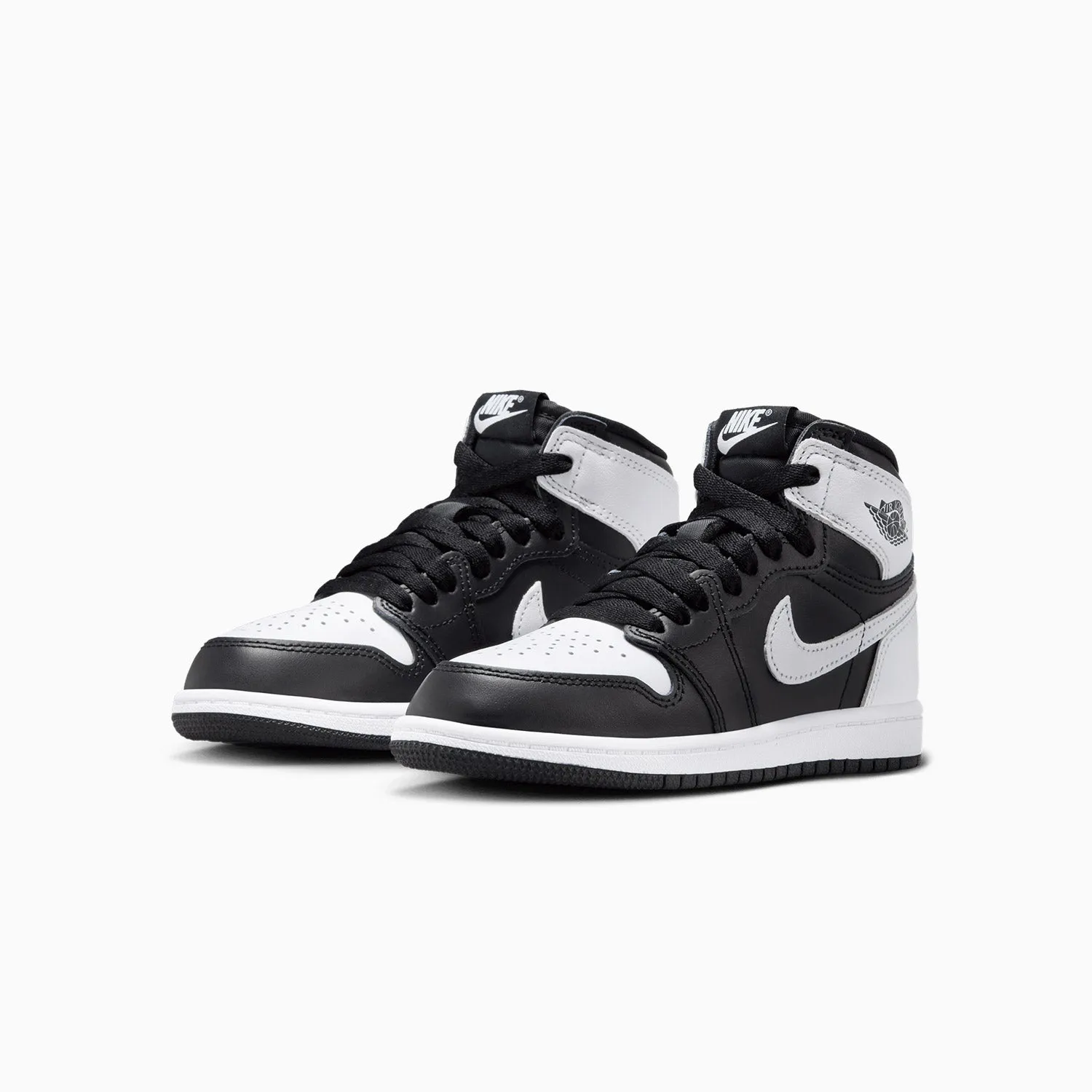 Plaid Sneakers Kid's Air Jordan 1 Retro High OG "Black White" Pre School