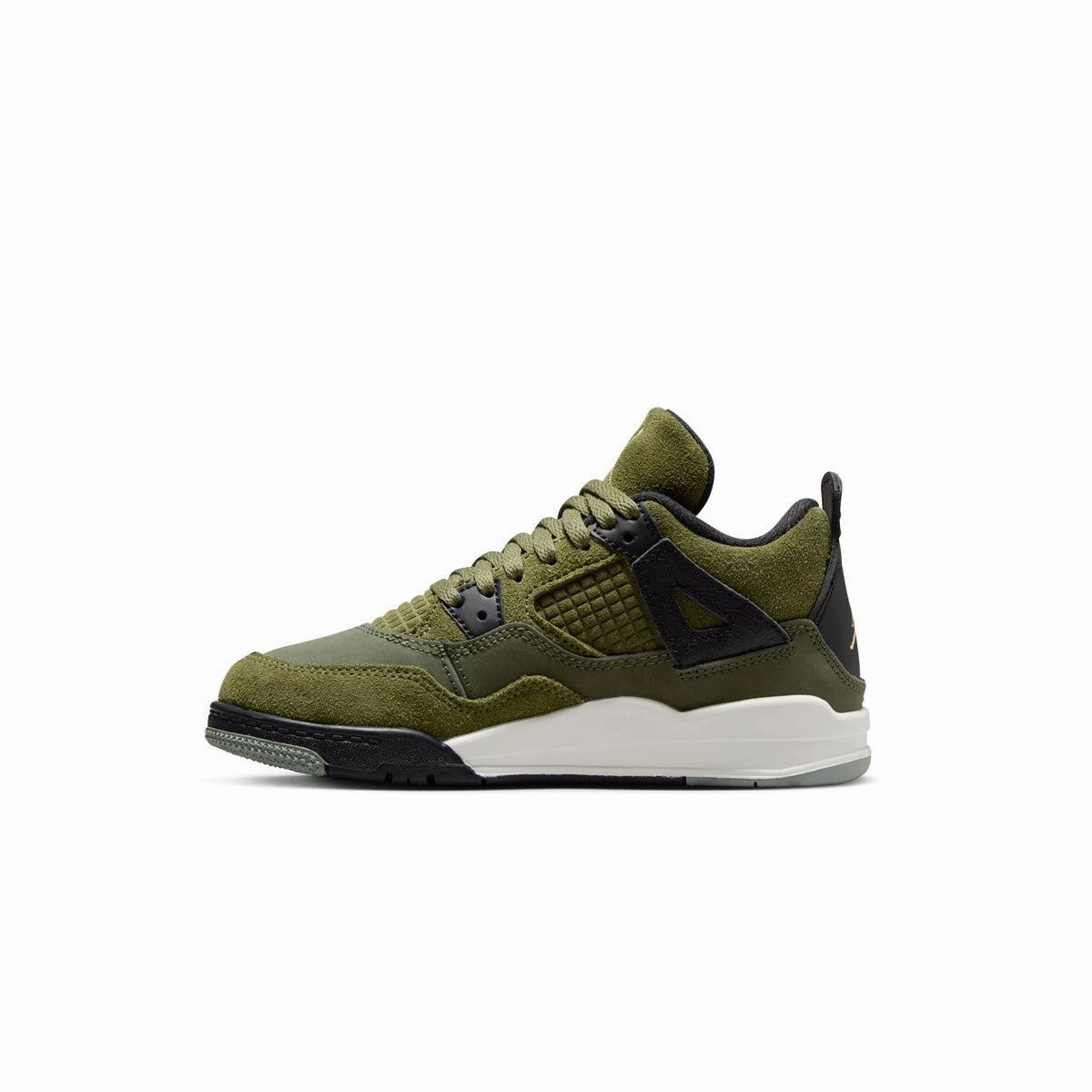 Kids' Air Jordan 4 Retro SE Craft 'Medium Olive' Footwork Sneakers