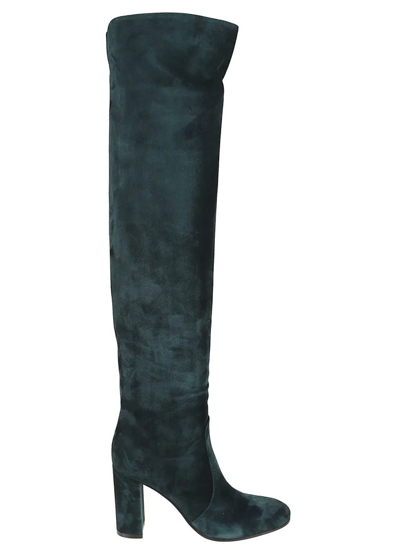 Knee-High Black Suede Boots With Block Heel Tan Chelsea Boots Uk