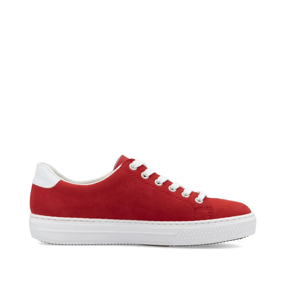 L59L1-33 Red Lace/Side Zip Fontanka Waffle Casual Shoes