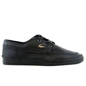 Leather Lace Up Casual Shoes Lacoste Misano Boat 3 SRM Moccasin Fashion Sneaker Shoe - Black - Mens