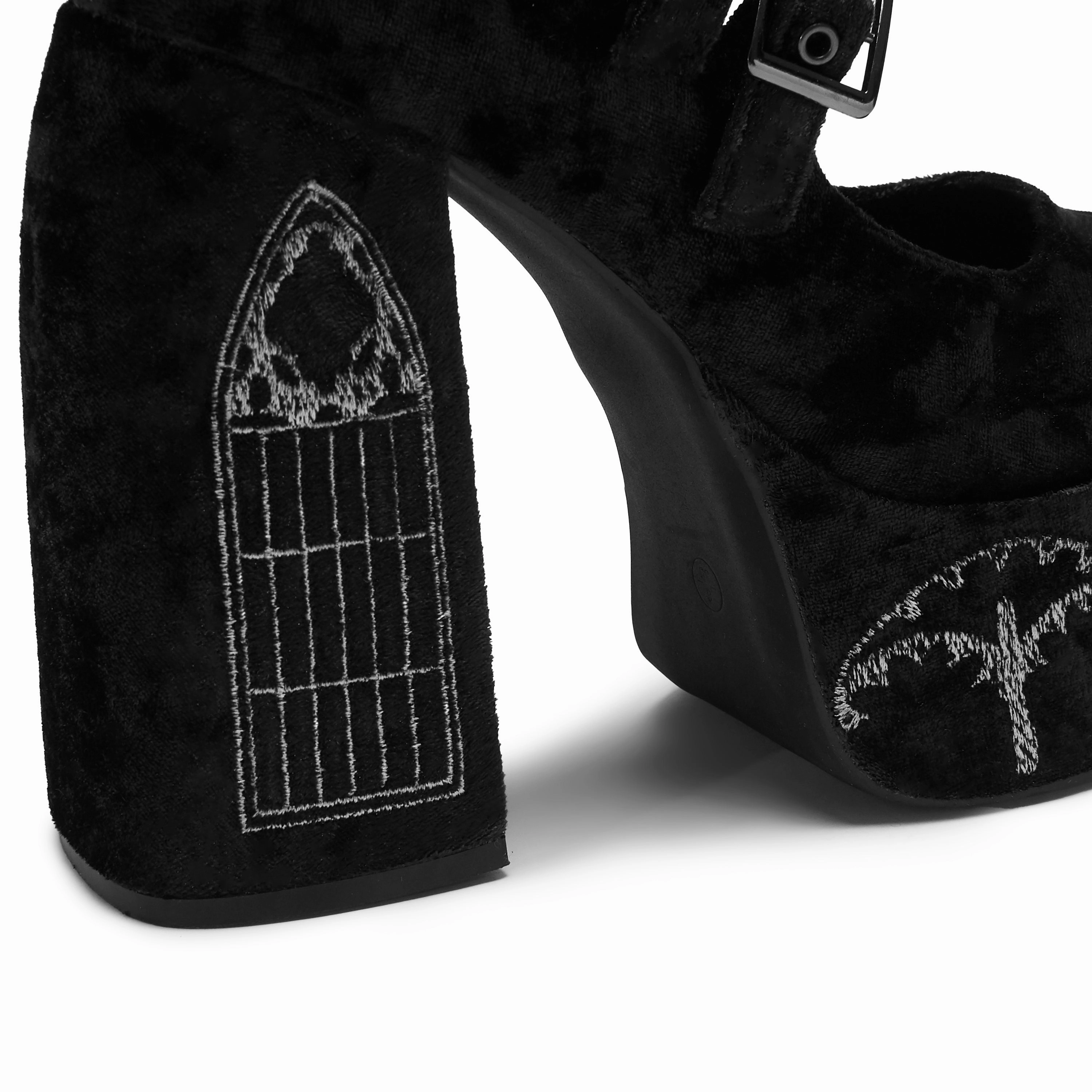 Lady Menace Grunge Crushed Velvet Heels - Black Western Boots For Sale