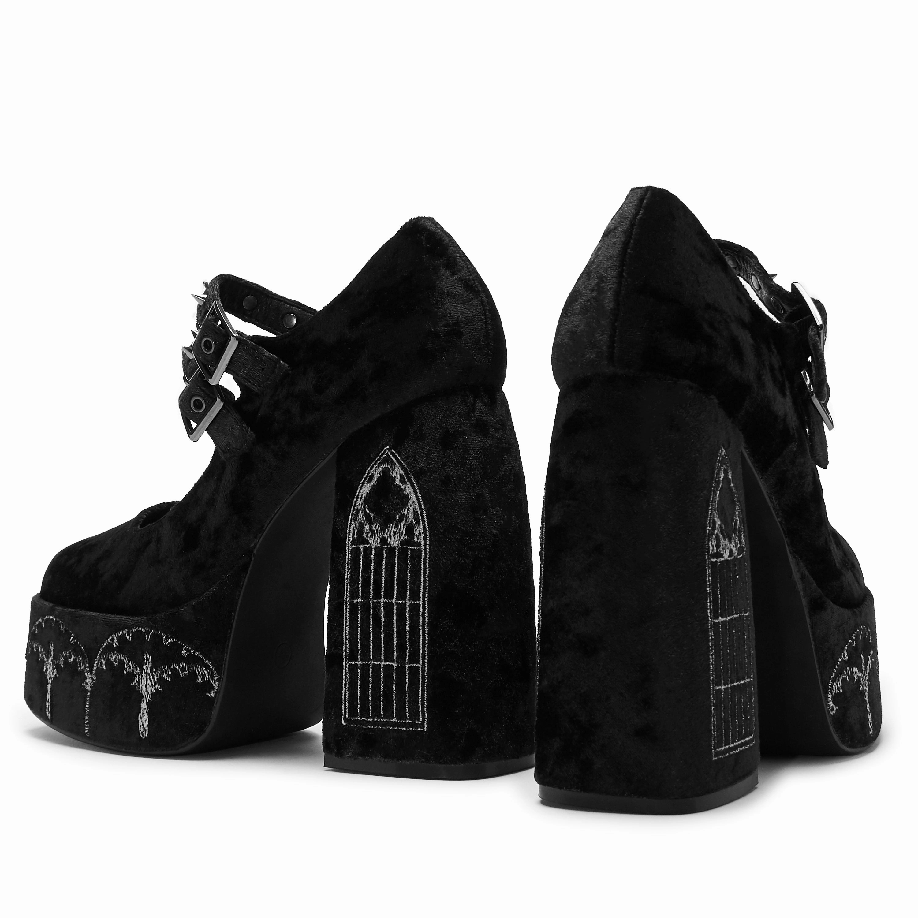 Raye Boots Lady Menace Grunge Crushed Velvet Heels - Black