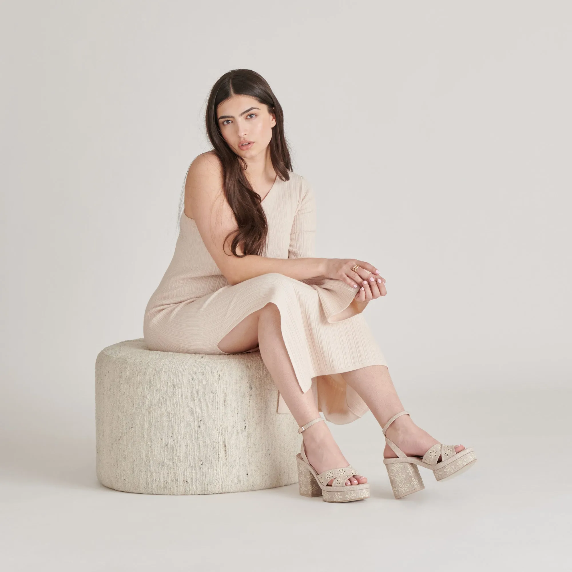 Wedding High Heel Shoes LAISHA HEELS ALMOND FLORAL EYELET