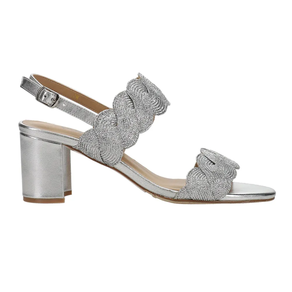 Casual Shoes London Lettie Woven Metallic Block Heel Sandals