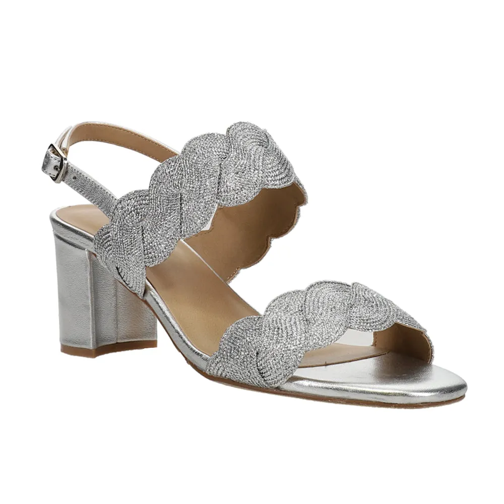 Lettie Woven Metallic Block Heel Sandals Toms Del Rey Casual Shoe