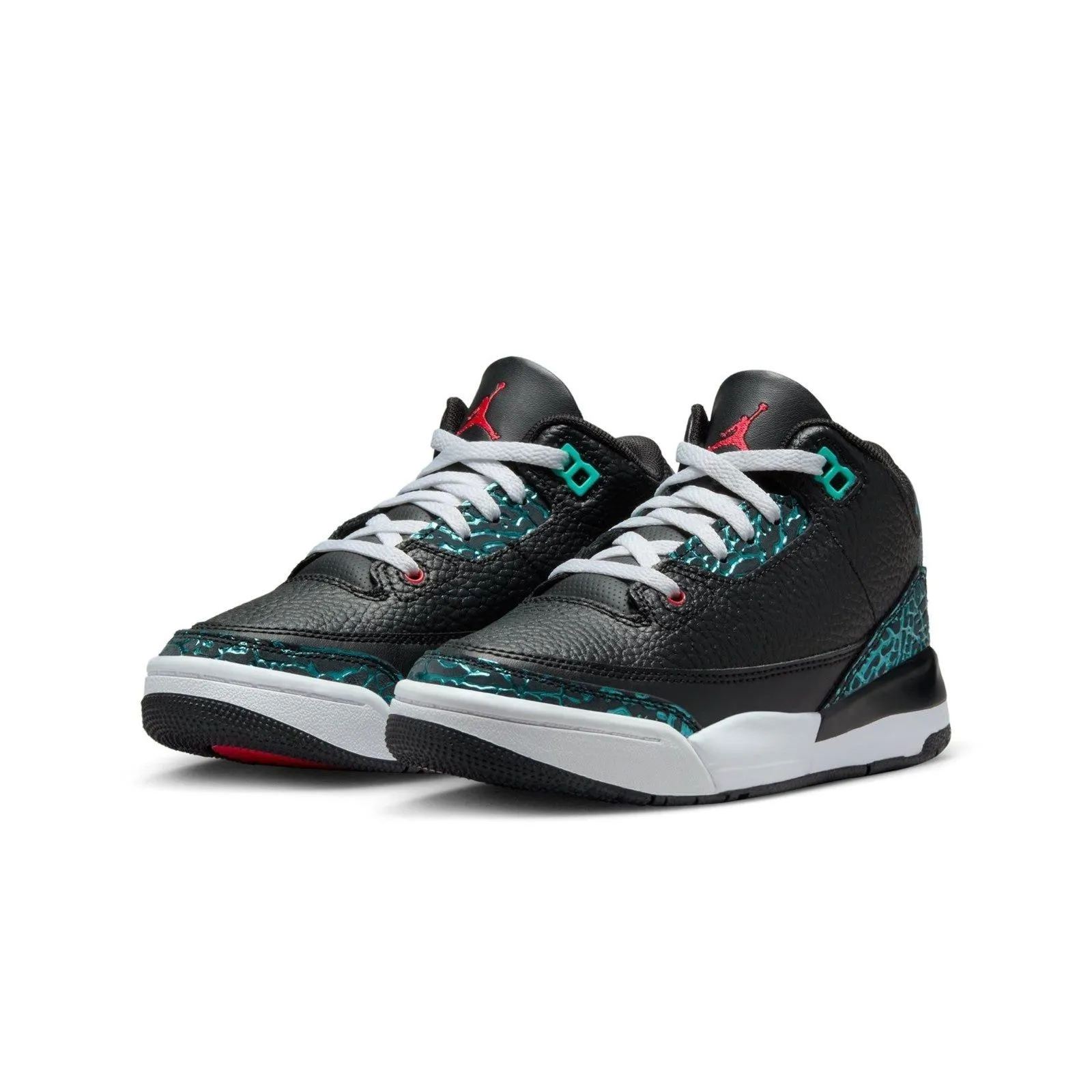 Nike Kid's Air Jordan 3 Retro PS Shoes - Black / Hyper Jade / Red / White Grounding Sneakers