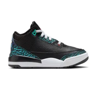 Nike Kid's Air Jordan 3 Retro PS Shoes - Black / Hyper Jade / Red / White Most Breathable Sneakers