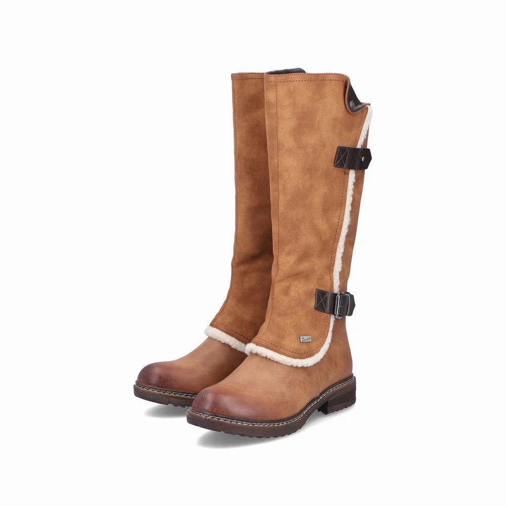 Kitten Heel Leather Boots 94762-22 Tan Tall Lined RTex