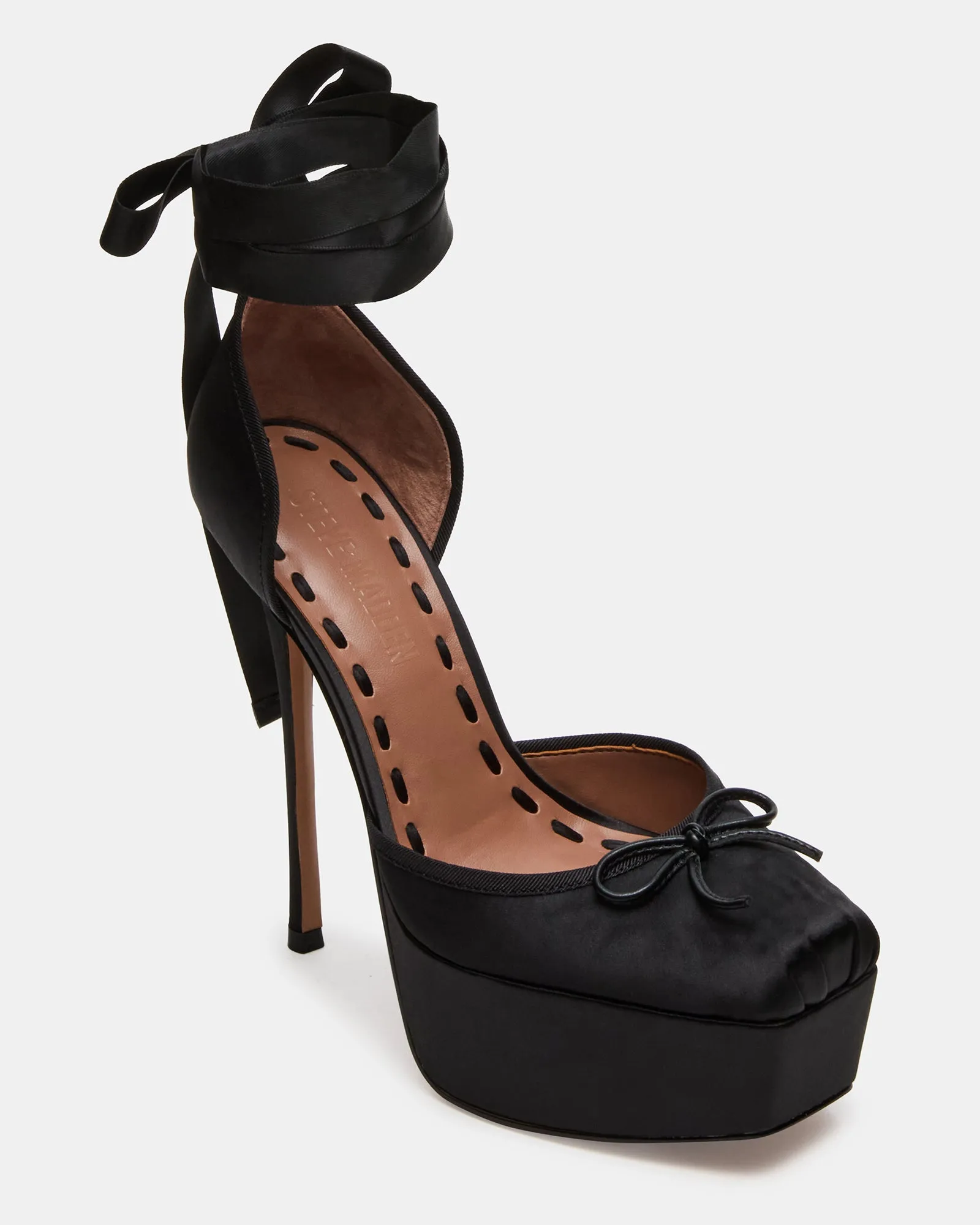 LISTEN BLACK SATIN Stocking And Heels