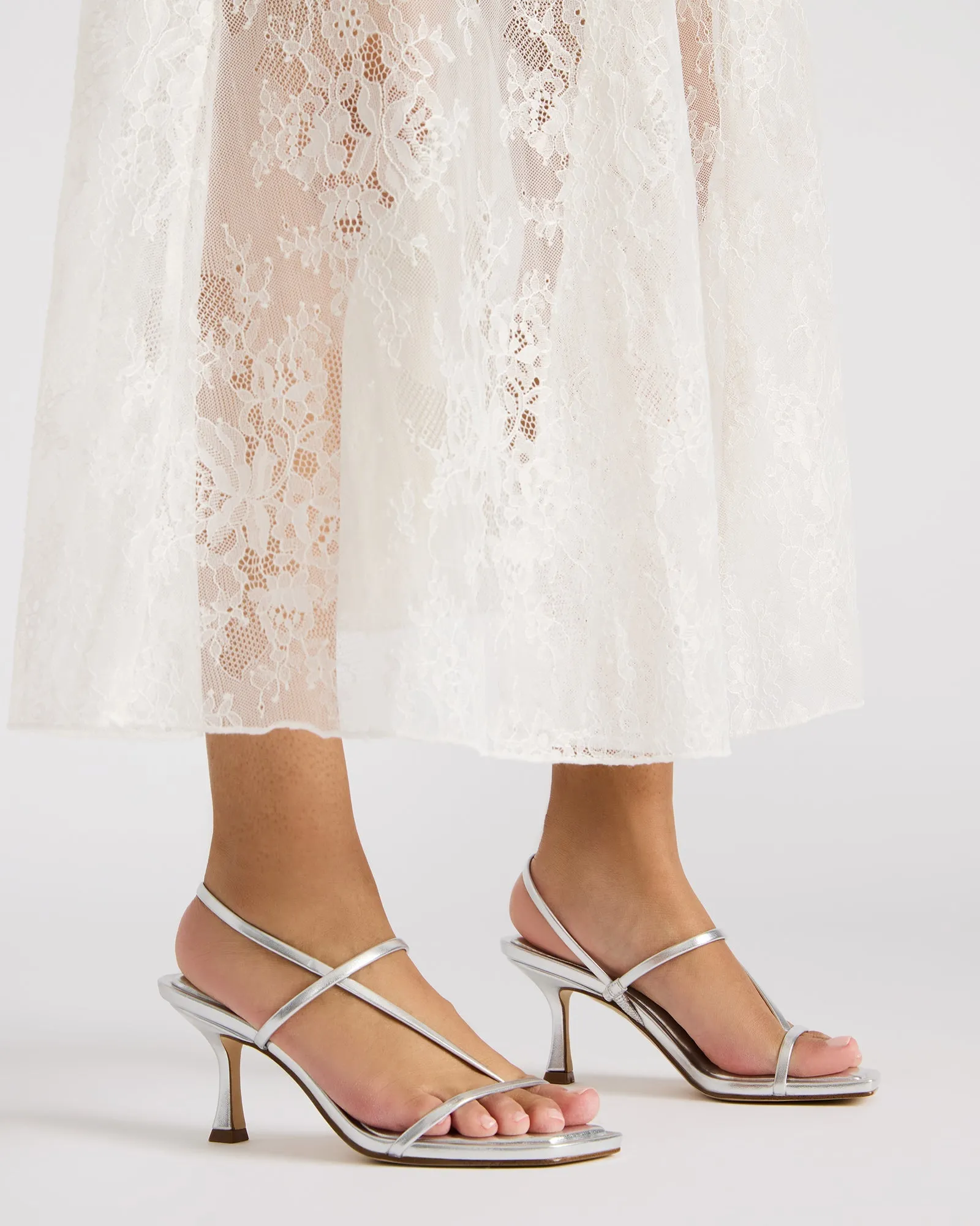 Flower Pattern High Heels LOCKE SILVER