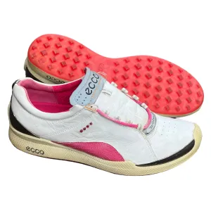 Womens Ecco  Biom Spikeless Golf Shoes 38EU -White/Pink- Hydromax Yak Leather Casual Work Shoes