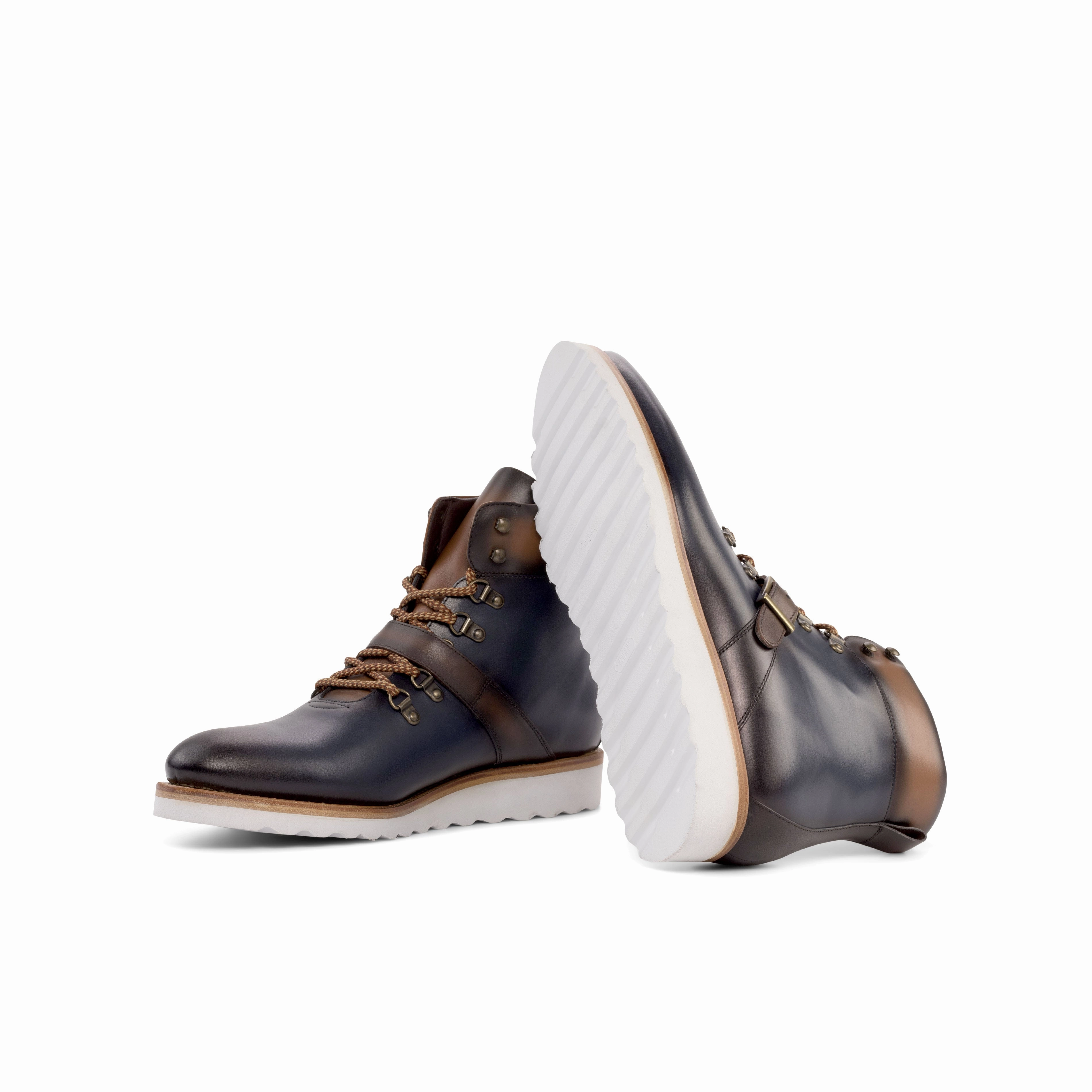 Born Chelsea Boots Navy & Brown Calf Hiking Wedge Boots