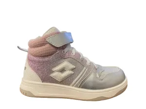 Lotto scarpa da ginnastica alta da ragazza Rocket AMF III Mid Glitter CL S 218170 9DX metal silver-white-pale mauve Sneakers For Flat Feet