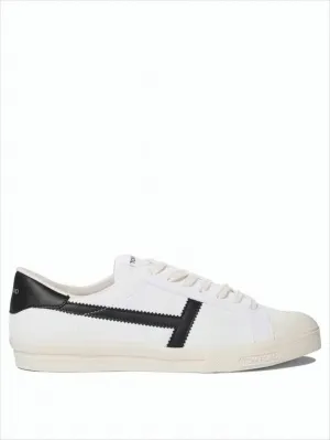 Low-Top White Leather Sneakers With Black Zigzag Stripe Jimmy Choo Shoes Sneakers