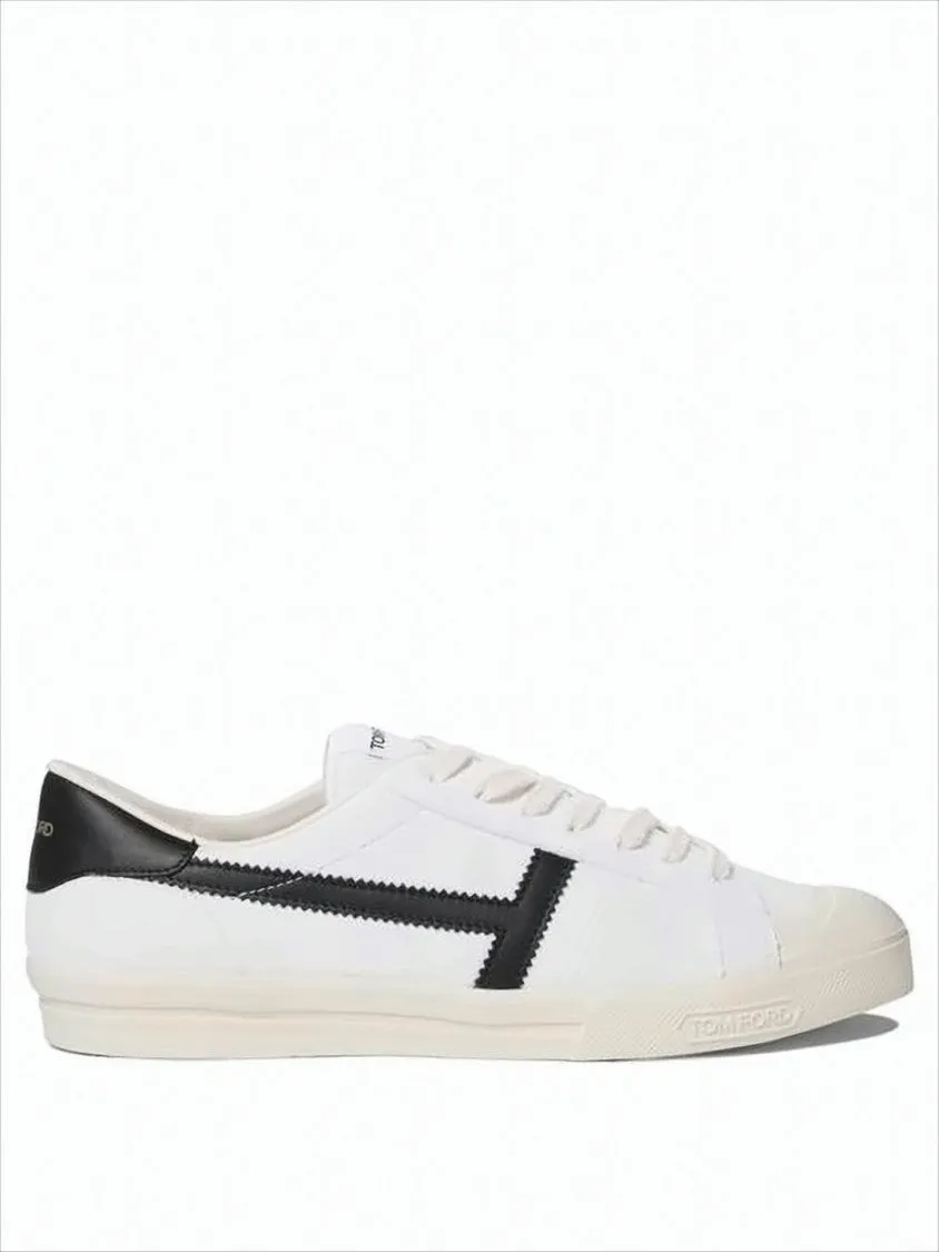 Wedge Sneakers Shoes Low-Top White Leather Sneakers With Black Zigzag Stripe