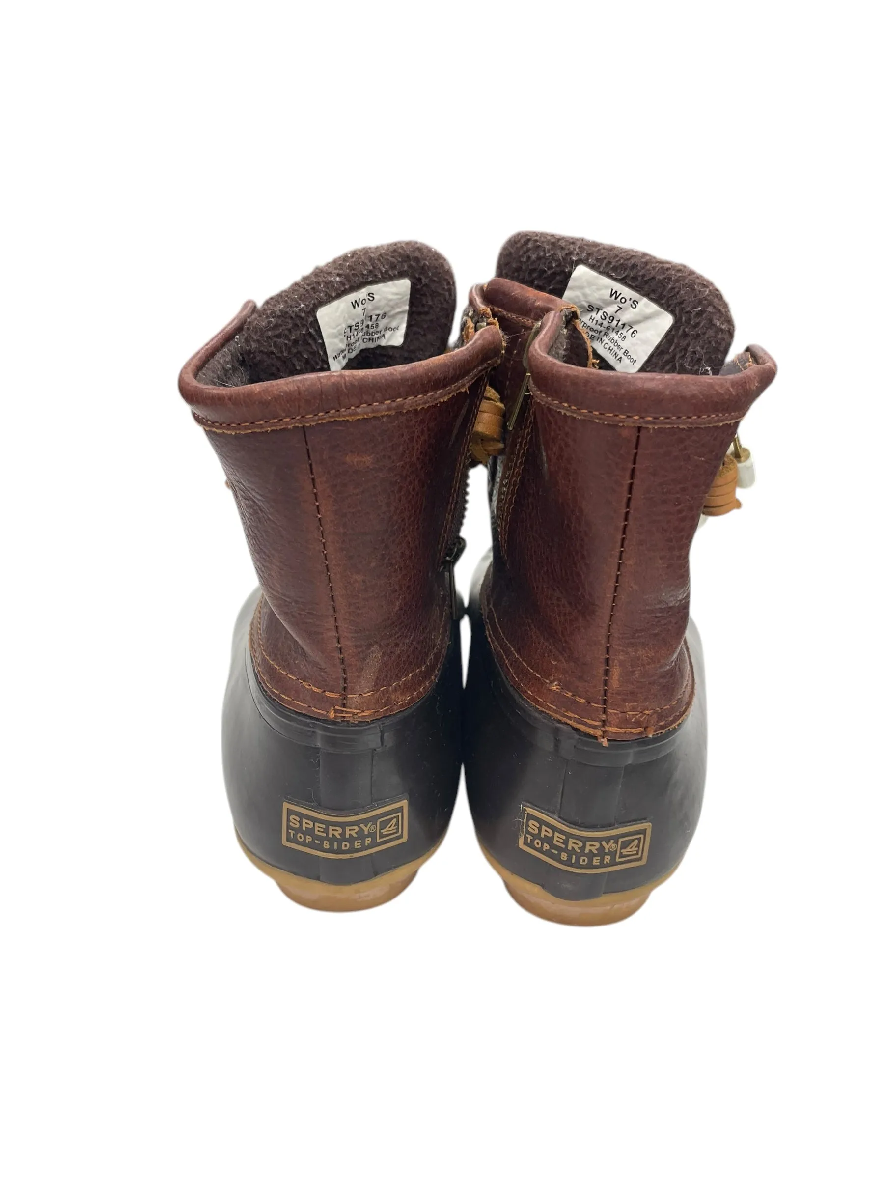 Red Boots Heels Boots Ankle Flats By Sperry In Brown, Size: 7