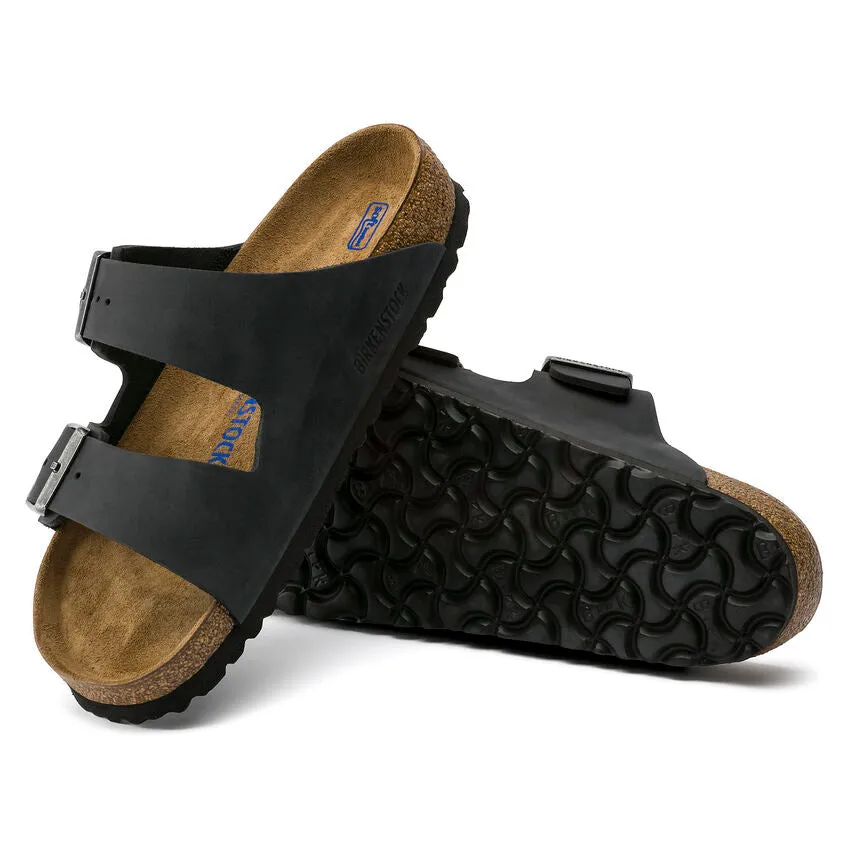 BIRKENSTOCK ARIZONA SOFT FOOTBED SANDAL - BLACK OILED LEATHER Cheeks Sandals