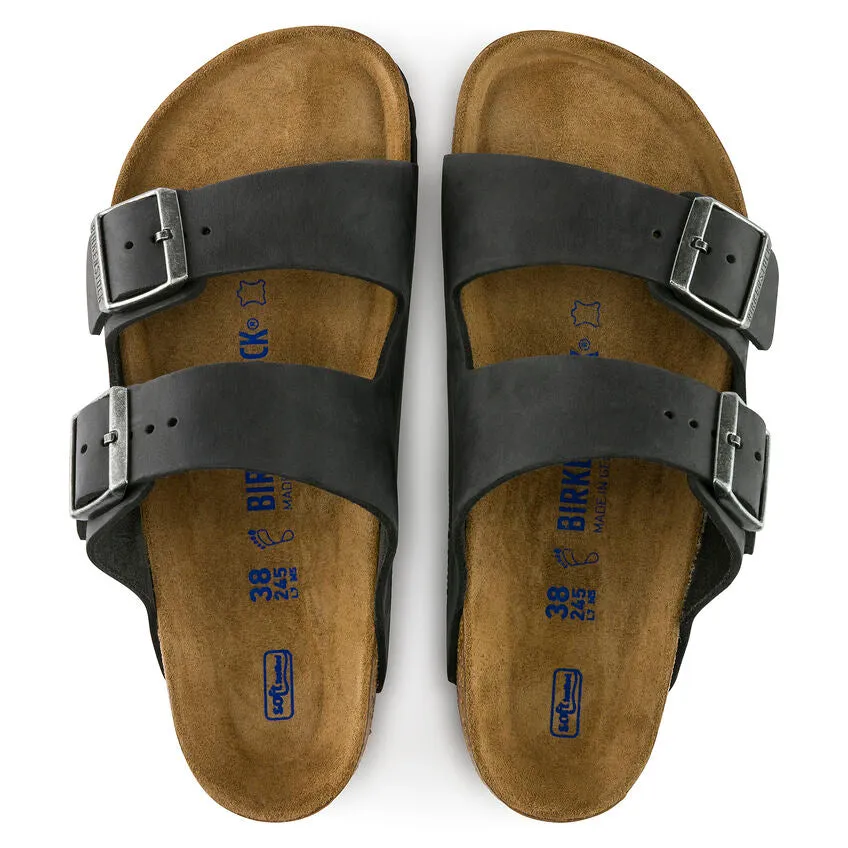 Icon Sandals BIRKENSTOCK ARIZONA SOFT FOOTBED SANDAL - BLACK OILED LEATHER