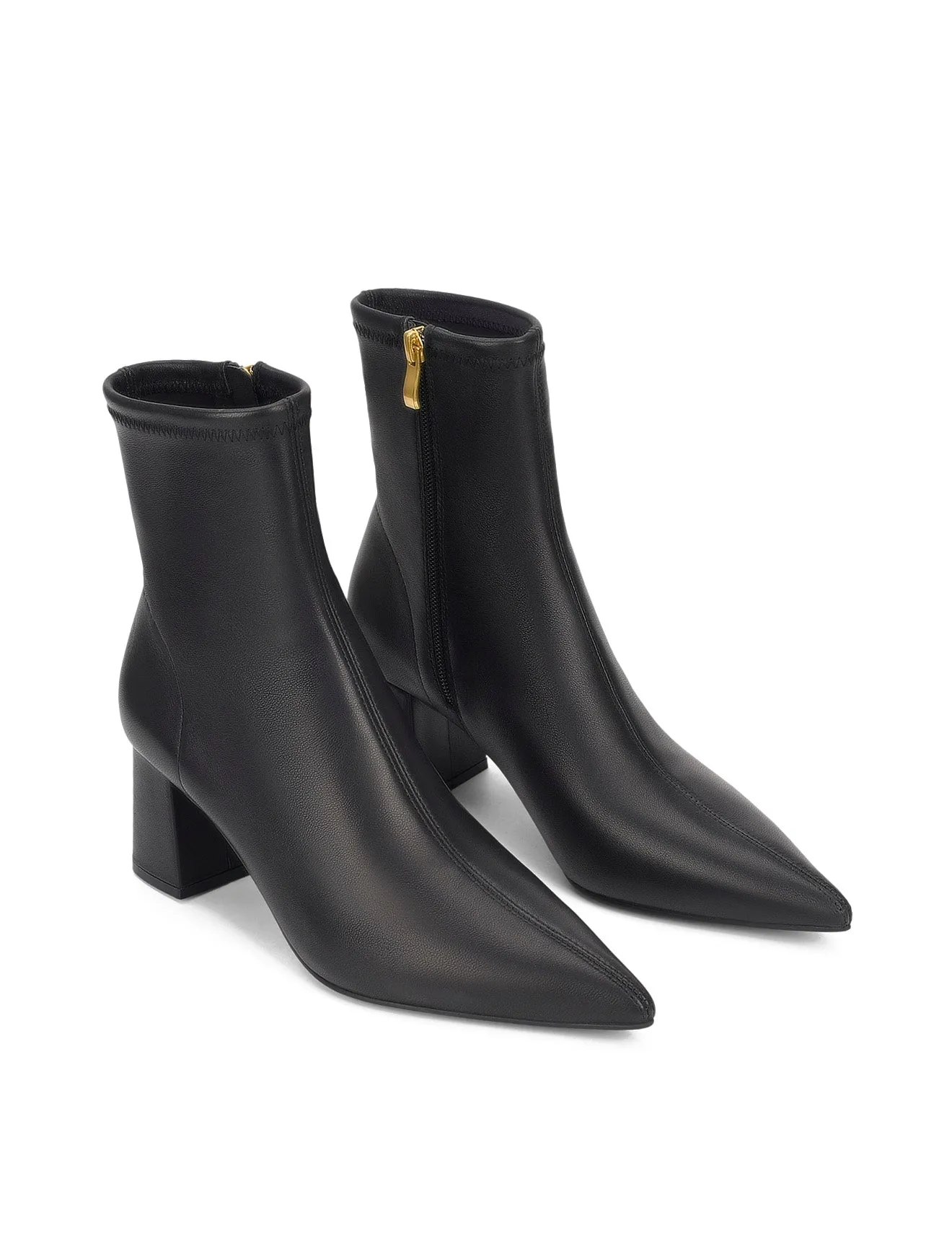 Yanet Ankle Boots - Black Stretch Leather Good Hiking Boots