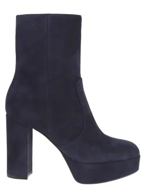 Dune Boots Platform Blue Suede Ankle Boots
