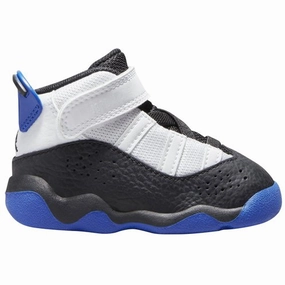 Checkered Sneakers Kid's Jordan 6 Rings TD Shoes - White / Black / Game Royal