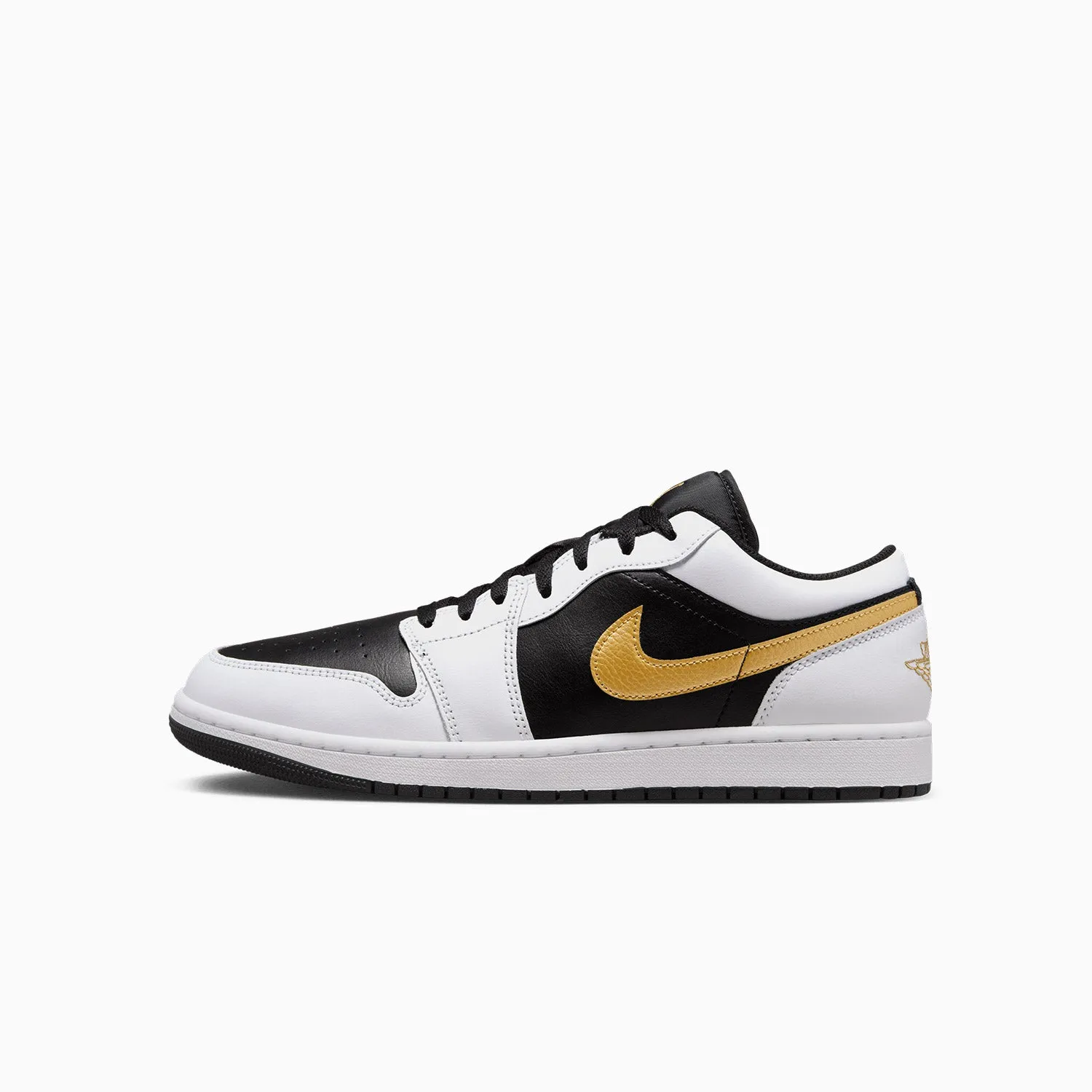 White Basketball Sneakers Men's Air Jordan 1 Low "Gold Swoosh"
