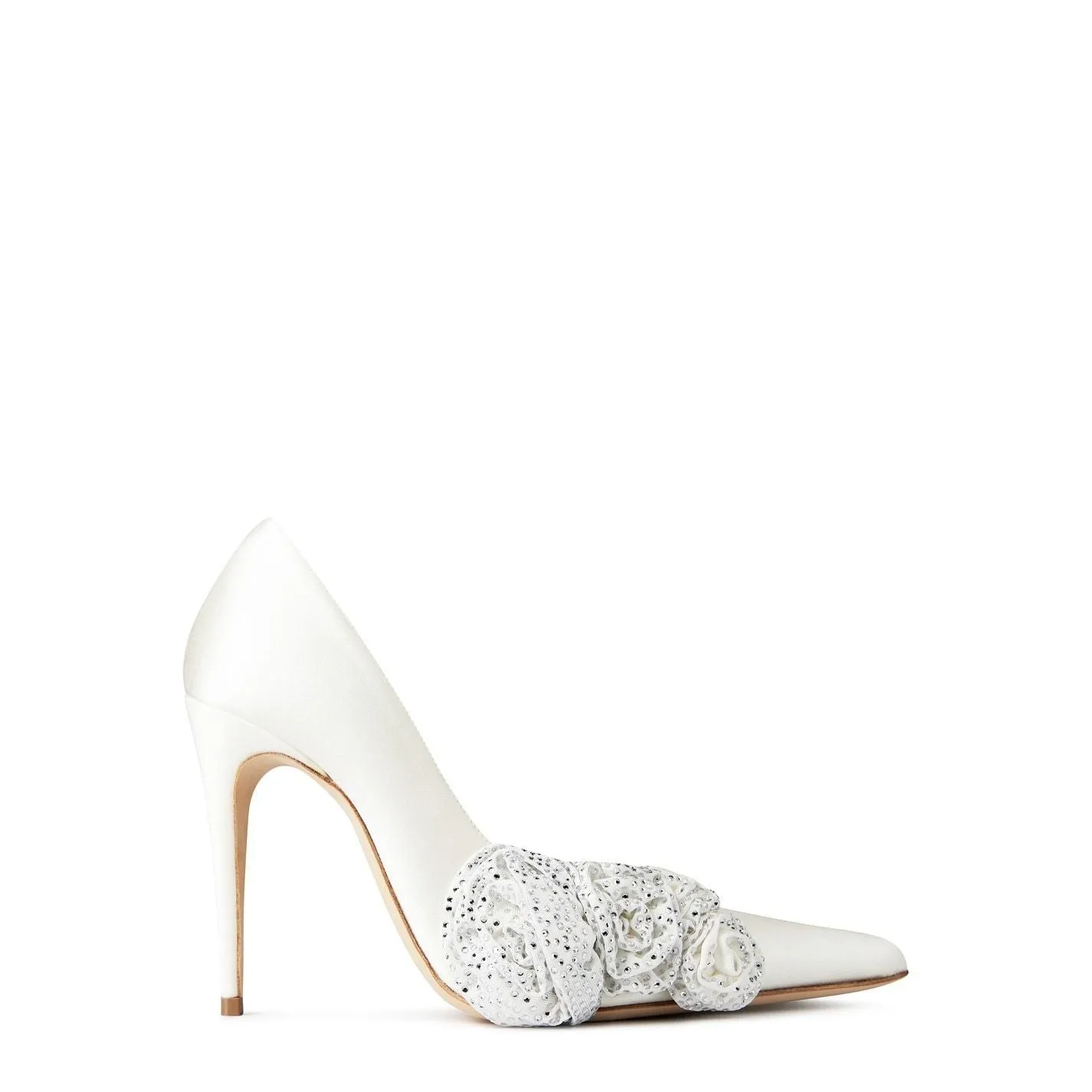 High Heel 4 Inch Magda Butrym  Satin Crystal Heels Cream